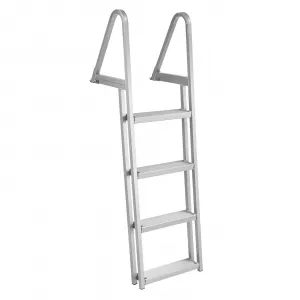 4 Step Angled Removable Dock Ladder with Dual Handrails, Heavy Duty Aluminum Boat Dock Ladder with Non-Slip Steps, Adjustable Height, 350 lb Capacity for Lake & Marine Dock