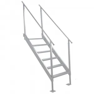 6 Step Stair Removable Dock Ladder with Dual Handrails, Heavy Duty Aluminum Boat Dock Stairs with Wide Non-Slip Steps, Adjustable Height, 500 lb Capacity for Lake & Marine Dock