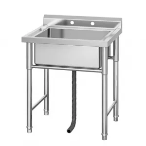 29"W x 25"D x 37"H Stainless Steel Freestanding Utility Sink - Single Bowl with Anti-Splash Design for Commercial Kitchens, Restaurants, Laundry, and Garage (No Faucet)