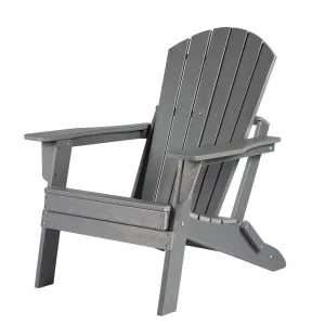Oversized Folding Adirondack Chair - Weather Resistant HDPE Outdoor Lawn Chair for Patio, Porch, Deck & Garden, Grey