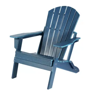 Oversized Folding Adirondack Chair - Weather Resistant HDPE Outdoor Fire Pit Chair for Patio, Porch, Deck & Garden, Navy Blue