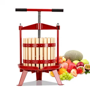 Fruit Wine Press 3.17 Gal, Wood Steel Fruit and Wine Press with 1 Pack Filter Bag, Traditional Juicer Manual T-Handle Fruit Press, Triangular Structure, Juicer Grinder Making Press for Outdoor Kitchen