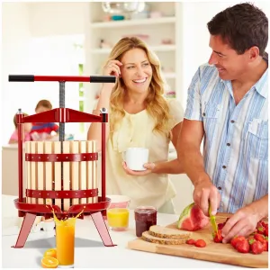 Fruit Wine Press 4.75 Gal/18L, Wood Steel Fruit Wine Press with 1 Pack Filter Bag, Traditional Juicer Manual T-Handle Fruit Press, Triangular Structure, Juicer Grinder Making Press for Outdoor Kitchen