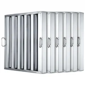 Commerical Hood Filters 19.5W x 15.5H Inch, 430 Stainless Steel 5 Grooves, Range Hood Filters for Restaurant Kitchen Exhaust Hoods, Pack of 6