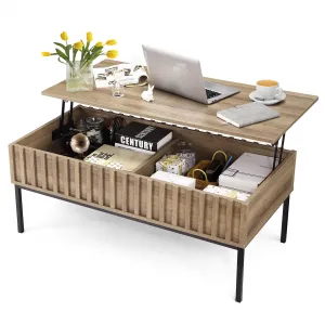 Lift Top Coffee Table, Mid Century Modern Coffee Table, Farmhouse Wooden Coffee Table with Hidden Storage Compartment, Rustic Center Table, Coffee Tables for Living Room Office