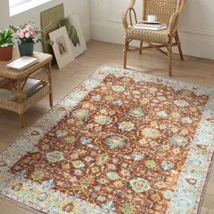 Area Rug 8x10 Rugs for Living Room,Vintage Rug for Living Room Bedroom Dinning Room,Boho Distressed Tribal Area Rug,Low Pile Non-Slip Washable Indoor Door Mat for Kitchen Entryway Bathroom