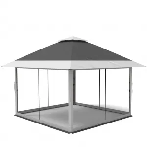 12x12 Pop Up Gazebo Outdoor Canopy Shelter with Mosquito Netting 4 Stanbags Instant Gazebo Tent for Lawn, Garden, Backyard, Deck (Charcoal Gray + Light Gray)