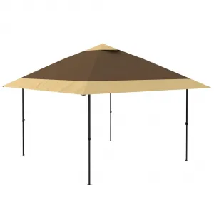 12'x12' Pop-Up Instant Gazebo Tent - Double Roof Portable Patio Sun Shelter Outdoor Canopy for Deck, Backyard, Garden, Lawn, Khaki & Beige