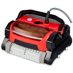 Robotic Pool Vacuum Cleaner: 130W, Waterline Cleaning, Wall Climbing Capability, Top Load Filters, for Above/In-Ground Pools Up to 30FT-Red