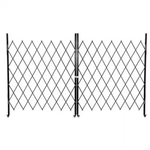 Single Folding Security Door, Steel Accordion Gate with Rolling Wheels, 61" H x 71" W, Ideal for Courtyards and Garages