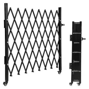 Single Folding Security Door - Steel Accordion Gate with 360° Rolling Wheel, Expandable Fence for Courtyards, Garages, Gardens