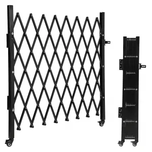 Single Folding Security Door - Steel Accordion Gate with 360° Rolling Wheel, Portable & Expandable, Ideal for Courtyards, Garages, Gardens