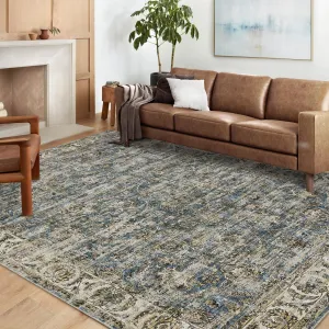 Washable Rugs 4x6 Rug for Living Room Vintage Rugs for Bedroom Aesthetic Entryway Rug Distressed Printed Throw Rugs Non Slip Carpet Stain Resistant Thin Office Rug 4'x6' Distressed Blue
