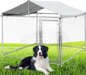 6.6ft Heavy Duty Dog Kennel with Pointed Roof, Indestructible Large Kennel Indoor&Outdoor, Dog Enclosure Outside with UV-Resistant Cover for High Anxiety Dogs, Rabbits, Chicken Farming