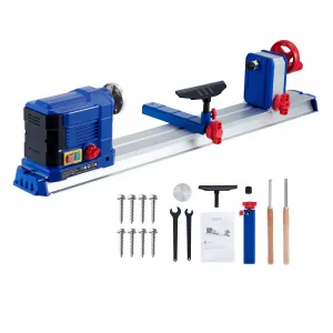 Wood Lathe, 10" x 24" Benchtop Wood Lathe Machine 0.8 HP 600W Infinitely Variable Speed 800-3000 RPM, Wood Turning Lathe Machine with Wrench & 2 Chisels for Woodworking, Woodturning