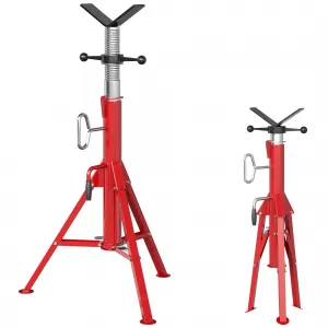 V-Head Pipe Bracket Heavy-Duty Steel Load Capacity 2500 LBS Adjustable 20-37" Folding Pipe Stand for Welding, Factories, Auto Repair Shops