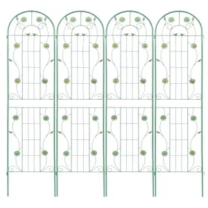 Garden Trellises for Climbing Plants, 4 Pack Metal Plant Trellises, 7.2Ft Iron Plants Support, 86.6" x 80", Green