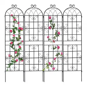 4-Pack Garden Trellises for Climbing Plants - 7.2ft Iron Plant Supports, 86.6" x 80", Durable Metal Trellises, Black