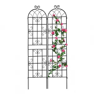 Garden Trellises for Climbing Plants, 2 Pack Metal Plant Trellises, 7.2Ft Iron Plants Support, 86.6" x 40", Black
