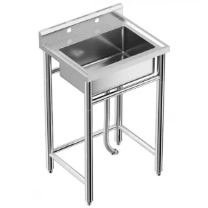 Utility Sink,24"D x 28"W x 40"H Independent Sink Without Faucet,Adjustable Support Feet,Stainless Steel Sink with Hot & Cold Hoses,Stainless Steel Sink Suitable For Kitchen And Restaurant Use