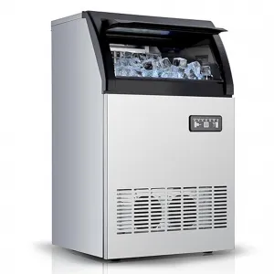 120Lbs/24H Commercial Ice Maker - 33Lbs Storage, Under Counter Stainless Steel, Dual Water Inlet (Tap/Bottle), Self-Cleaning & Quiet Operation, for Restaurant/Bar/Home