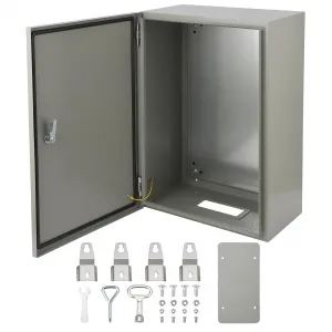 Steel Electrical Box Stainless Steel 24x16x10 inches,IP66 Waterproof & Dustproof with Lock & Mounting Plate for Outdoor Use