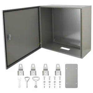 Stainless Steel Electrical Enclosure Box 24x24x12'' | IP66 Waterproof & Dustproof | Carbon Steel | Lock & Mounting Plate | Outdoor & Indoor Use