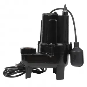 1.34HP Submersible Sewage Effluent Pump, 5812GPH Cast Iron Sump Pump with Vertical Float Switch & 10FT Power Cord, Sewage Grinder Pump for Sump Basin, Basements, Residential Sewage, Septic Tank
