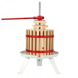 3.2 Gal Manual Fruit Wine Press, Wood Steel Fruit and Wine Press With T-Handle, Stable Triangular Structure, Wine Making Press for Outdoor, Kitchen, Manual Assembly Required