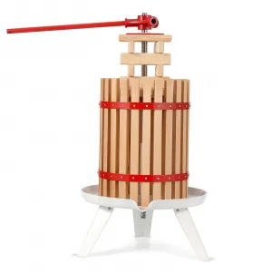 4.75 Gal Manual Fruit Wine Press, Wood Steel Fruit and Wine Press With T-Handle, Stable Triangular Structure, Wine Making Press for Outdoor, Kitchen, Manual Assembly Required