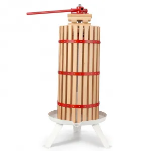 7.9 Gal Manual Fruit Wine Press, Wood Steel Fruit and Wine Press With T-Handle, Stable Triangular Structure, Wine Making Press for Outdoor, Kitchen, Manual Assembly Required