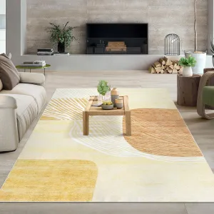 Washable Rugs 4x6 Rug for Living Room Modern Geometric Area Rug for Bedroom Decor Non Slip Carpet Abstract Soft Throw Rugs for Office Classroom Dining Room Beige 4'x6'