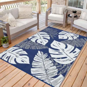 Outdoor Dark Blue 10x20 Ultra Large Area Rug Non-Slip Waterproof Plastic Outdoor Mat Fade-Resistant Stain-Resistant Camping Picnic Beach Balcony