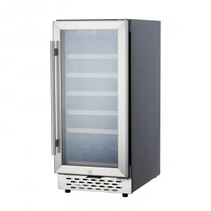 Wine Cooler Refrigerator 28 bottles, Compressor Wine Cellar with 41°F -65°F Digital Temp Control, Double-Layer Glass Door for Red, White, Champagne or Sparkling Wine, Freestanding/Built-in