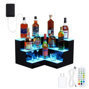 24-Inch Smart LED Liquor Display Cabinet - App-Controlled L-Shaped Acrylic Shelf for Home Bar or Commercial Use | 180-Bottle Capacity