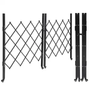 Double Folding Security Gate, 61" H x 122" W Folding Door Gate, Steel Accordion Security Gate, Flexible Expanding Security Gate, 360° Rolling Barricade Gate, Scissor Gate or Door with Keys