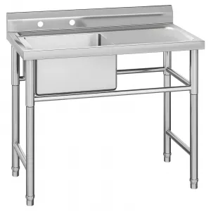 30.3"W x 23.6"D x 37"H Freestanding Single Bowl Utility Sink with Workbench - Commercial Prep Station for Restaurants, Laundry Rooms, Garages, and Laundries