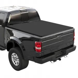 Soft Quad Fold Truck Bed Tonneau Cover Compatible with 2015-2025 Ford F150 6.5ft Bed Black