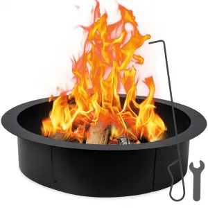 Fire Pit Ring, 42 Inch Outer/36 Inch Inner Diameter Fire Pit Liner,1.5 mm Thickness Fire Pit Insert, DIY Fire Ring On, In-Ground, Smokeless Bonfire Liner for Outdoors