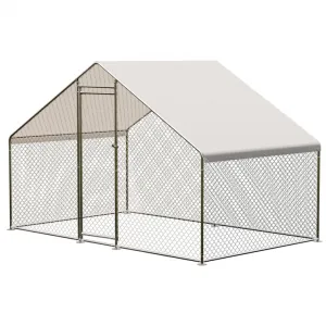 Large Metal Chicken Coop, Walk-in Poultry Cage, Large Outdoor Chicken Coop with Waterproof Cover for Outdoor Yard Farm Use (9.8x6.5x6.5FT)