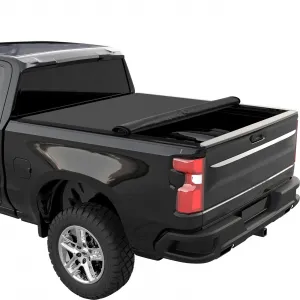 Soft Roll-Up Soft Tonneau Cover for Compatible with 2019-2024 Chevrolet Silverado/GMC Sierra 1500 6.6 Ft Truck Bed
