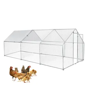 Chicken Coop, Large Metal Chicken Coop Run for Yard Outdoor Walk-in Hen House with Waterproof Cover, Farm Poultry Cage, Duck, Goose, Chicken, Rabbit (19.7x9.8ft)