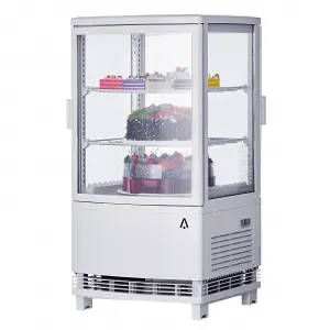 2 Cu.FT Double Glass Door Fridge, LED, Adjustable Shelves