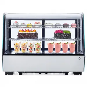 Commercial Refrigerator Display Case 4.6Cu.Ft, With Led Lighting, 4.6 Cu.Ft Pastry Display Case, Double-Layered Glass Commercial Countertop Bakery Display Refrigerator