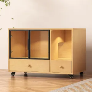 Cat Litter Box Enclosure, Cat Litter Box Furniture With Wheels and Drawers, Cat House for Indoor Cat