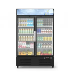 Commercial Refrigerator, Glass Door with LED Lighting - Upright Beverage Display Cooler for Home, Store, Gym, or Office, Featuring Double Swing Doors and 36.3 cu.ft
