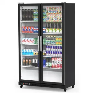 Commercial Refrigerator, Glass Door with LED Lighting - Upright Beverage Display Cooler for Home, Store, Gym, or Office, Featuring Double Swing Doors and 39 cu.ft