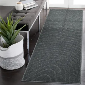 2x8 Long Hallway Runner Rug Non Slip Boho Accent Rug Throw Floor Cover High Low Loop Modern Abstract Runner Stain Resistant Contemporary Wave Rug Carpet for Living Room Bedroom,Grey