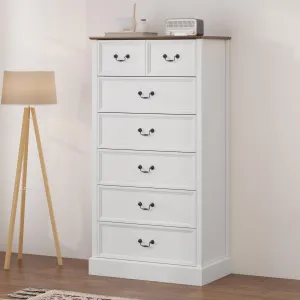 White 6 Drawers Dresser for Bedroom, Wood Modern Dresser Chest of Drawers Organizer Storage,Vintage Design,Rustic Tall Dresser Chest of Drawer for Living Room, Closet, Hallway Children's Room