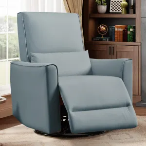 Swivel Rocking Nursery Recliner Chair Rocker Recliner Glider Deep Seat PU Leather Sofa Chair with high Backrest for Nursery, Living Room, Bedroom & Home Movie Theater, Gray